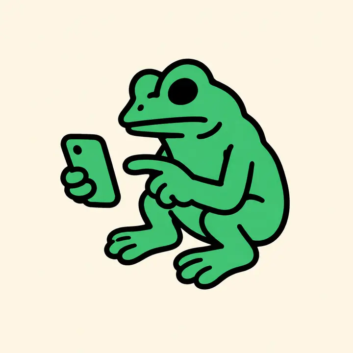 Frog mascot tapping a native mobile interface